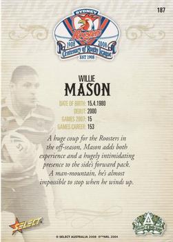 2008 NRL Centenary #187 Willie Mason Back